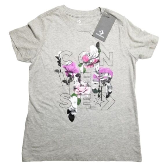 Converse Women Extra Small Floral Graphic Short Sleeve Crew-Neck‎ Tee - Picture 2 of 7